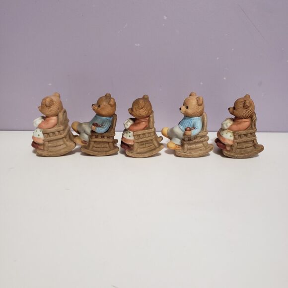 Homco Vintage Rocking Chair Bears Lot of 5 Figurines Home Decor - Picture 4 of 12